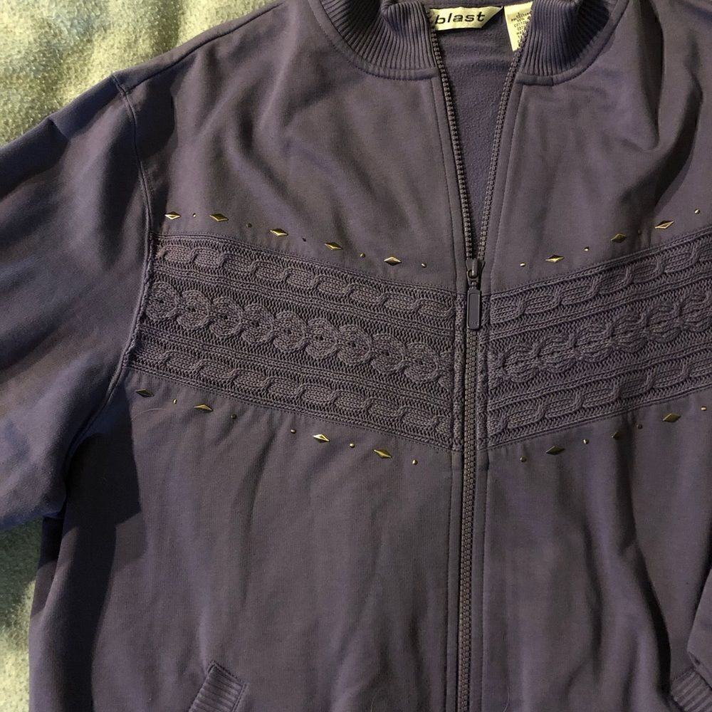 Purple Zip Up Sweater - Picture 3 of 4